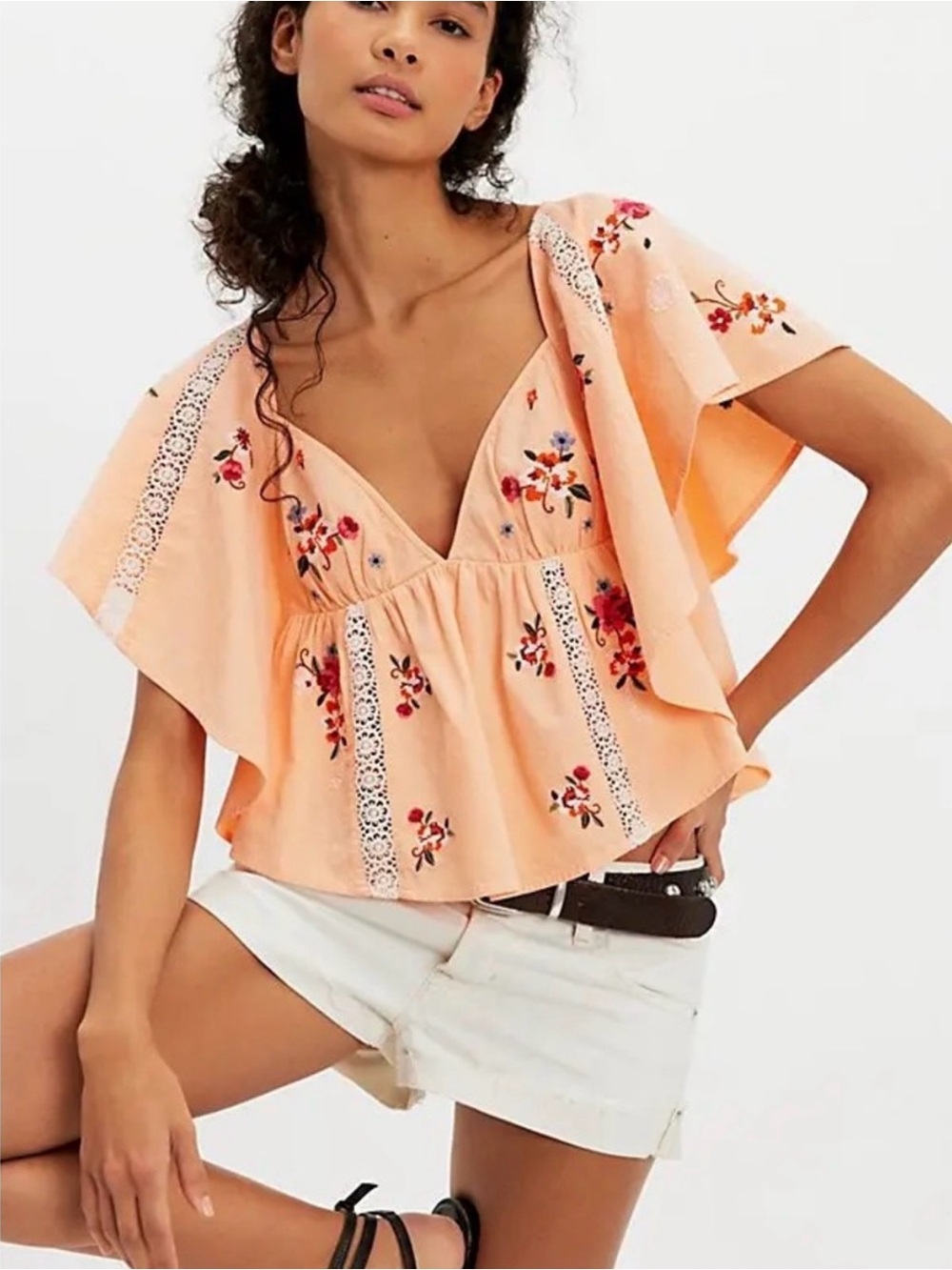 Free People Make Me Yours Blouse - Peach Combo